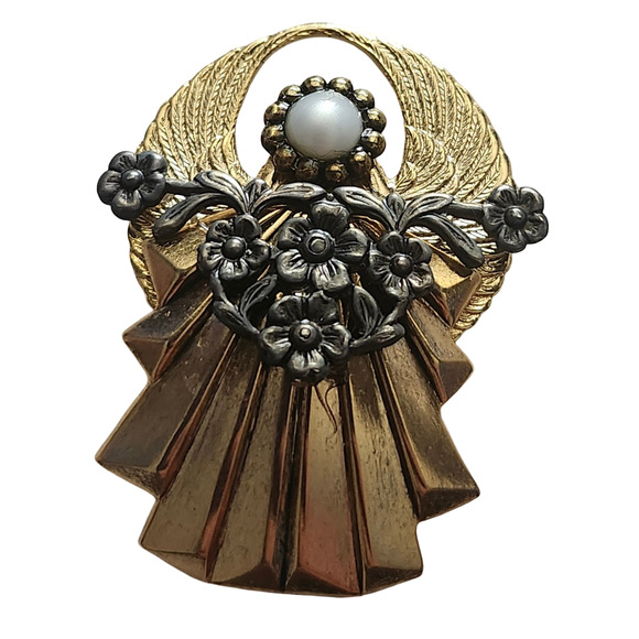 Vtg Diversified Creations Merritt Island Fla Layered Angel Pin Brooch on Card - Picture 1 of 3